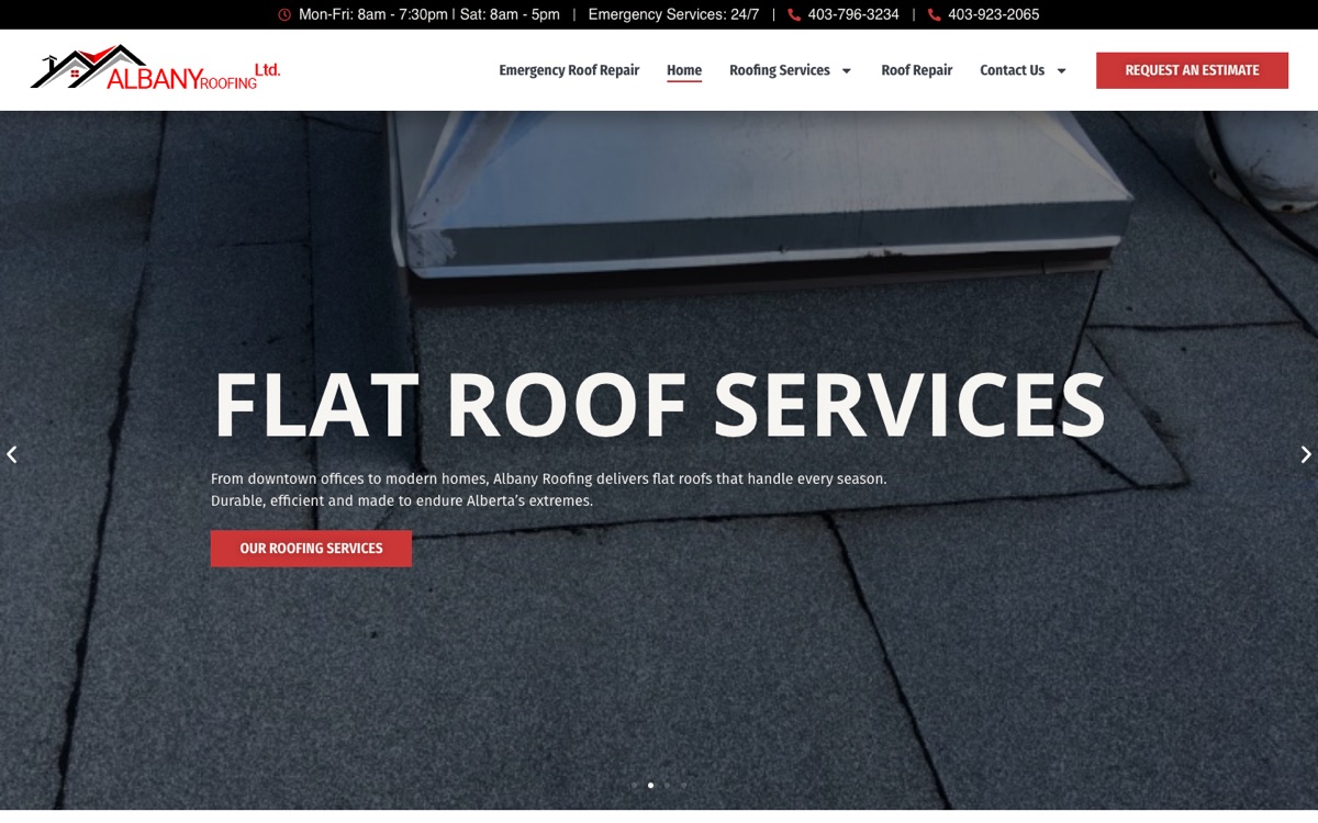 Albany Roofing homepage